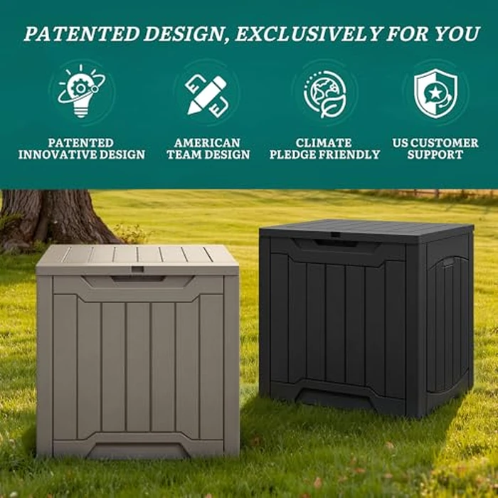 YITAHOME 31 Gallon Outdoor Storage Box, Resin Deck Box and Waterproof Package Delivery Box for Gardening Tools, Pool Supplies, Patio Furniture, Lockable, Black by YITAHOME - Image 7