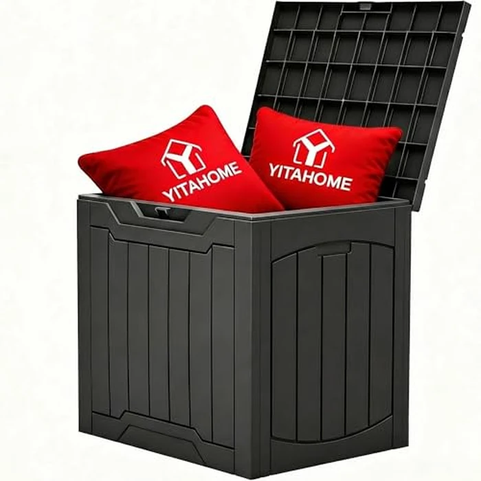 YITAHOME 31 Gallon Outdoor Storage Box, Resin Deck Box and Waterproof Package Delivery Box for Gardening Tools, Pool Supplies, Patio Furniture, Lockable, Black by YITAHOME - Image 8