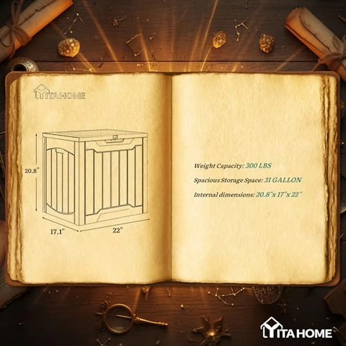 YITAHOME 31 Gallon Outdoor Storage Box, Resin Deck Box and Waterproof Package Delivery Box for Gardening Tools, Pool Supplies, Patio Furniture, Lockable, Black by YITAHOME - Image 9