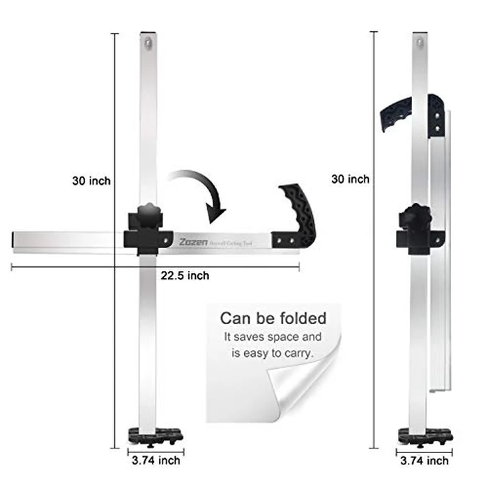 Zozen Drywall Cutting Tool, Foldable Drywall Cutter, Metric + Imperial Scale, Easy Ripper/Multifunction/Safe Cutout Tool, with 10pcs Spare Blade. Professional and Efficient. by zozen - Image 2
