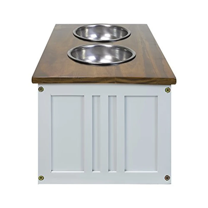 Casual Home 603-15 Wooden Storage Stand Pet Feeder, Two-Tone (Warm Brown, White), One Size by Casual Home - Image 6