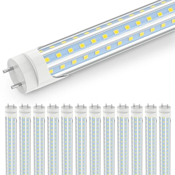 JESLED 4FT T8 LED Tube Light - 40W(96W Equiv) 5200LM 6000K Cool White, D-Shaped, Type A+B Mode Ballast Bypass or Plug & Play, Double-End Power, F40T12 Replacement Fixtures in Warehouse/Garage (12Pack) by JESLED - Image 1