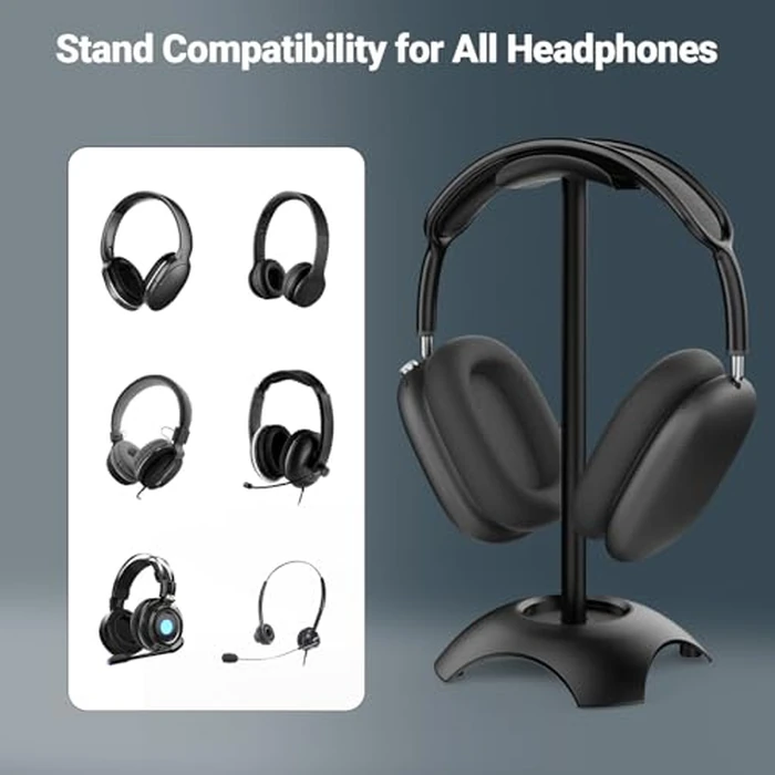 Ceecysaa Headphone Stand, Headset Stand with Aluminum Supporting Bar, Headphone Holder with Stable Anti-Slip Base, Headset Holder for All Gaming Music Headphones Size (Black) by Ceecysaa - Image 6