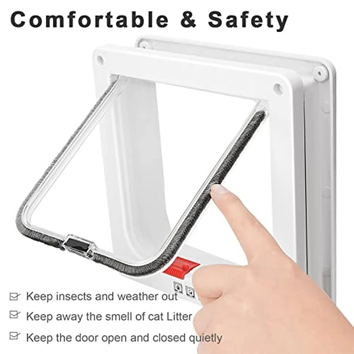 Cat Door for Windows, Doors and Sliding Door, Safety Pet Door with 4 Way Lock, Weatherproof Cat Flap for Thin Door and Wall(X-Large, Outer Size 11 * 9.8 * 0.78in) by Lessmon - Image 3