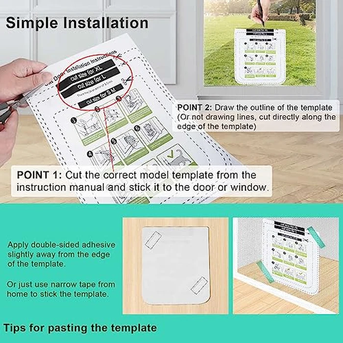Cat Door for Windows, Doors and Sliding Door, Safety Pet Door with 4 Way Lock, Weatherproof Cat Flap for Thin Door and Wall(X-Large, Outer Size 11 * 9.8 * 0.78in) by Lessmon - Image 5