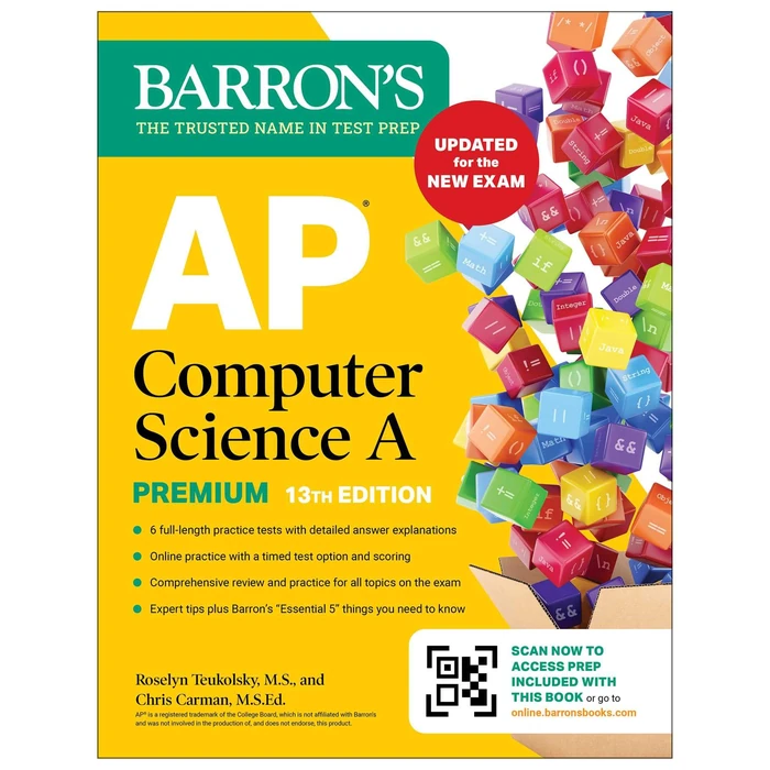 AP Computer Science A Premium, 13th Edition: Prep Book with 6 Practice Tests + Comprehensive Review + Online Practice (2026) (Barron's AP Prep) by Barrons Educational Services - Used - Like New condition