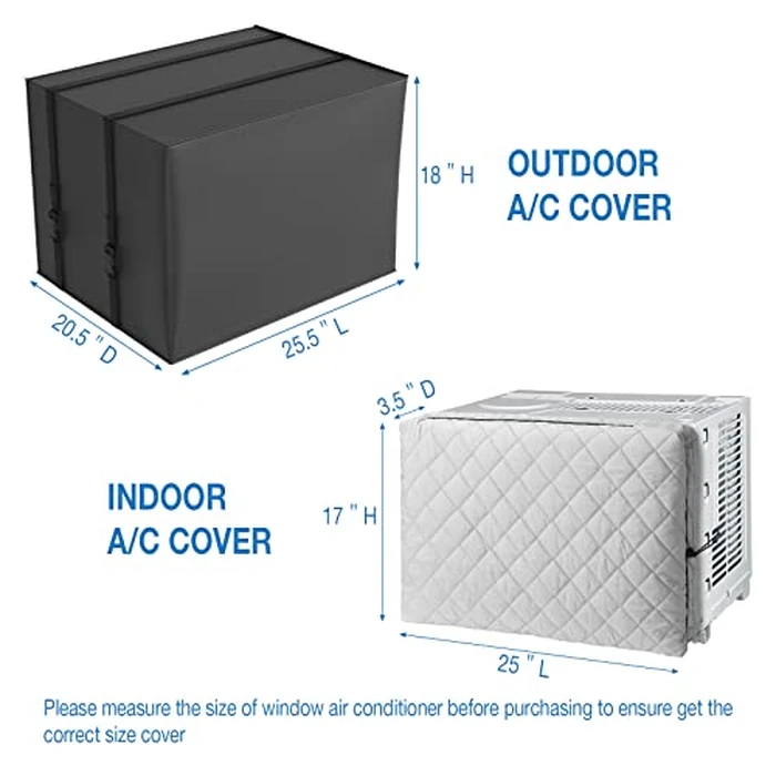 HOXHA 2 Pack Window Air Conditioner Cover, Indoor and Outdoor AC Unit Covers, Size M (6000BTU-8000BTU) and Size L (10000BTU-12000BTU), Waterproof, Polyester by HOXHA - Image 3