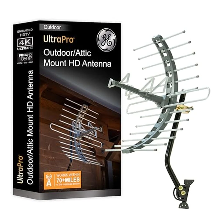 GE-Outdoor-TV-Antenna,-Long-Range-Antenna,-4K-1080P-VHF-UHF-Digital-HDTV-Antenna,-J-Mount-Included,-Also-Indoor-Attic-Mountable,-Weather-Resistant,-29884 by GE - Image 1