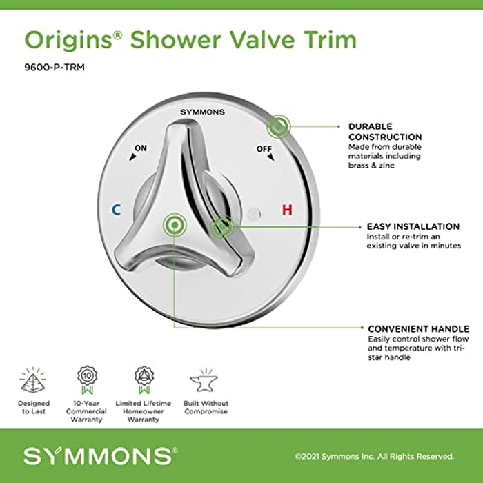 Symmons 9600-P-TRM Origins Shower Valve Trim in Polished Chrome (Valve Not Included) by Symmons - Image 3