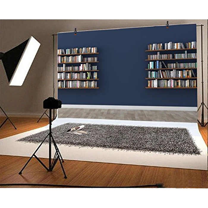 Leyiyi 5x3ft Photography Background Study Interior Backdrop Happy Birthday Wooden Bookshelf Wedding Booth Grunge Cement Floor Hardcover Books Reading Office Photo Portrait Vinyl Studio Video Prop by Leyiyi - Image 3