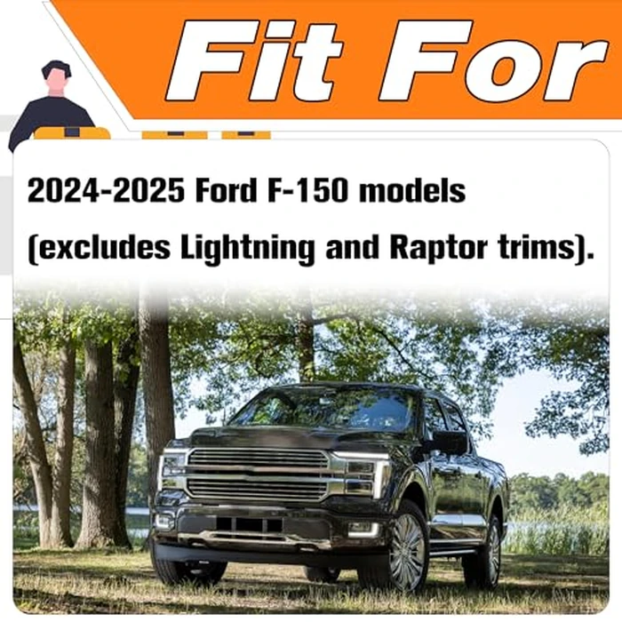 Front Bumper Guards Pads | Ford F-150 2024-2025 | Anti-Scratch Body Armor Edge Trim Inserts, 2PCS Black | 24-25 F150 by LEVANLIGHT - Image 2