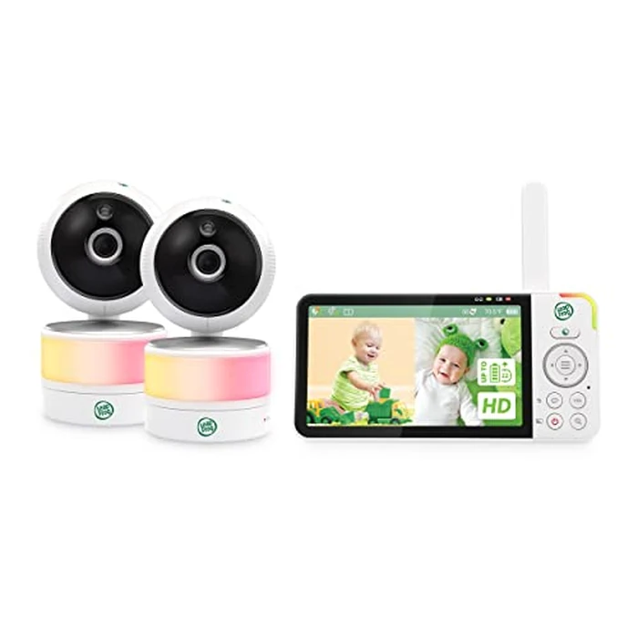 Leapfrog Video Baby Monitor with 2 Camera 5” High Definition 720p Display, 360 Degree Panoramic Viewing Pan & Tilt HD Camera, Color Night Vision, LF915-2HD (White) by LeapFrog - Used - Like New condition - CA$137.80