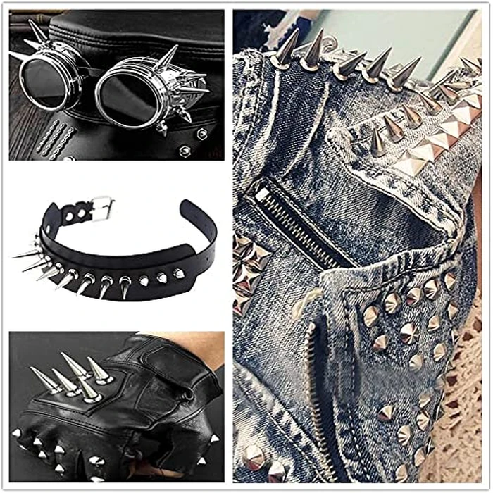 30PCS 40MM Spike and Studs Silver Cone Spikes Punk Large Size Leather Rivets Screwback Studs Rivets Set for Punk Style Clothing Accessories by PARAOR - Image 7