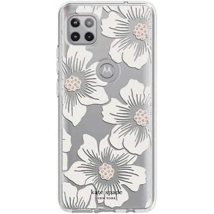 Kate Spade Hardshell Phone Case for Motorola One 5G Ace - Hollyhock Floral Clear by Kate Spade - Image 1