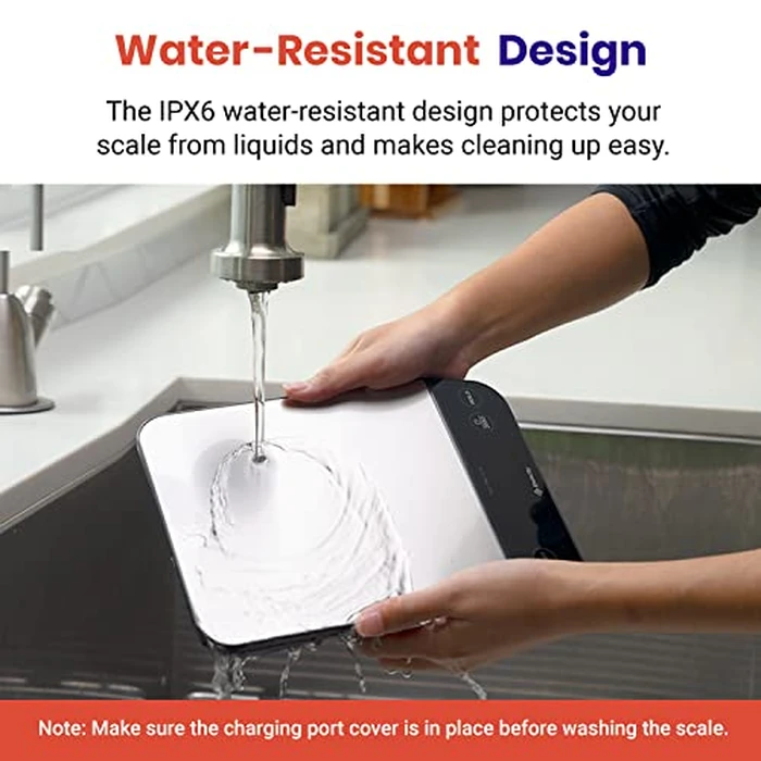 Etekcity Digital Food Kitchen Scale, Grams and Oz for Weight Loss, Baking and Cooking, 0.05oz/1g Precise Graduation,5 Weight Units, IPX6 Waterproof, USB Rechargeable,304 Stainless Steel-Silver, 22lb by Etekcity - Image 4