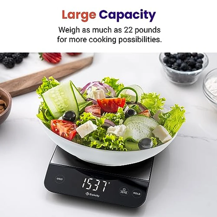 Etekcity Digital Food Kitchen Scale, Grams and Oz for Weight Loss, Baking and Cooking, 0.05oz/1g Precise Graduation,5 Weight Units, IPX6 Waterproof, USB Rechargeable,304 Stainless Steel-Silver, 22lb by Etekcity - Image 6