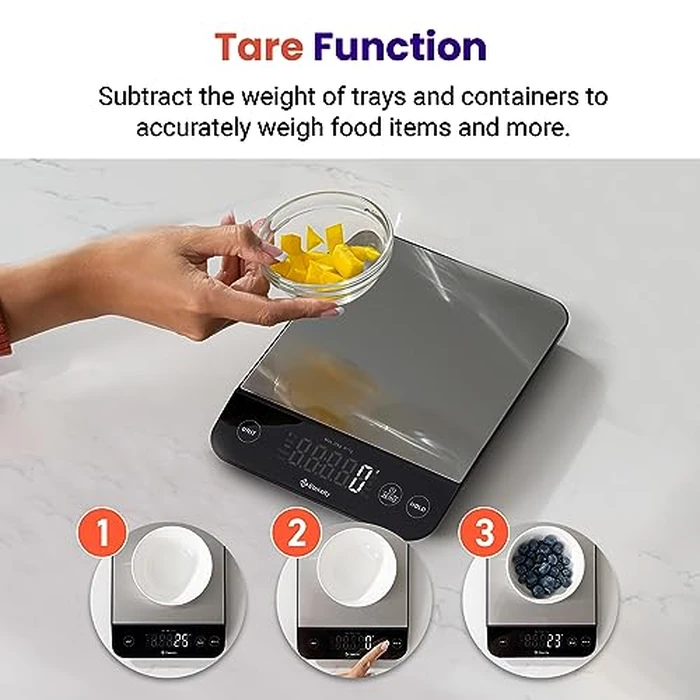 Etekcity Digital Food Kitchen Scale, Grams and Oz for Weight Loss, Baking and Cooking, 0.05oz/1g Precise Graduation,5 Weight Units, IPX6 Waterproof, USB Rechargeable,304 Stainless Steel-Silver, 22lb by Etekcity - Image 7