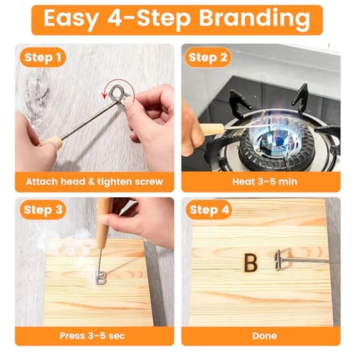 80 Pcs Stainless Steel Branding Iron Kit - Custom Branding Iron for Wood with A-Z Letters & Numbers, Mini Wood Branding Iron Set, Personalized Branding Irons for Hats, Steak, Bread & DIY Crafts by Ritzephyria - Image 6