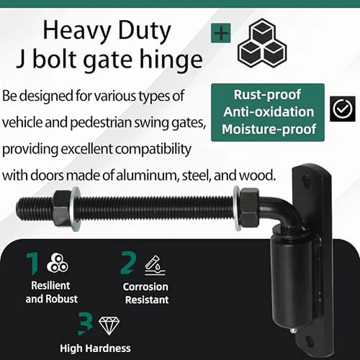 3/4" J Bolt Gate Hinge Heavy Duty Bolt Industrial for Large Heavy Driveway Gates Up to 440 Pounds,No Welding Lubricated Ball Bearing Hinge 2 Pcs by Riyhch - Image 5