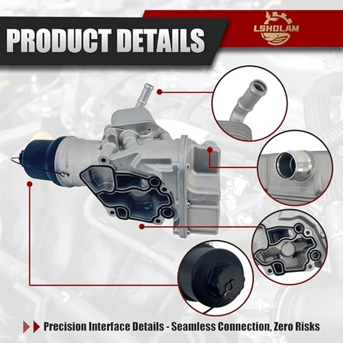 Upgraded Aluminum Oil Filter Housing with Cooler Assembly-Direct Replacement for 06F115397K/J/H - Compatible with VW Jetta GTI & Audi A3 A4 TT TTS 2.0L FSI/Turbo Engine-Complete Filter Housing Kit by LSHDLAM - Image 5