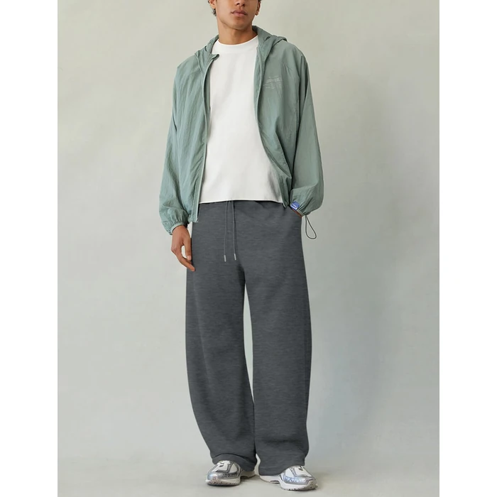 HeSaYep Men's Baggy Sweatpants Barrel Open Bottom Workout Fleece Sweat Pants Loose Casual Active Joggers Pants with Pockets Dark Grey L by HeSaYep - Image 5