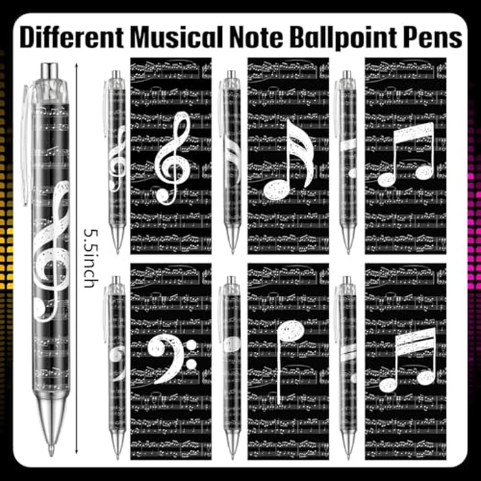12 Set Musical Cups and Pen Kit, Music Themed Gifts Bulk 24 oz Musical Note Plastic Cup and Ballpoint Pen Kit for Music Lovers Musicians Teachers Students Band Choir Graduation Party Favors(Black) by Skylety - Image 3
