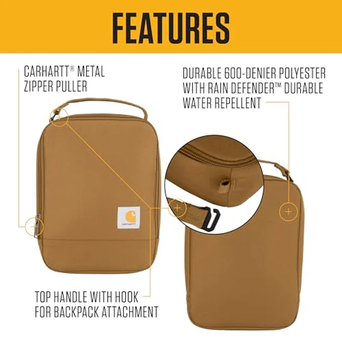 Carhartt Insulated Lunch Cooler for Men and Women, Fully Insulated Lunch Pale for Work, Outdoor, and Everyday Use, Carhartt Brown by Carhartt - Image 2