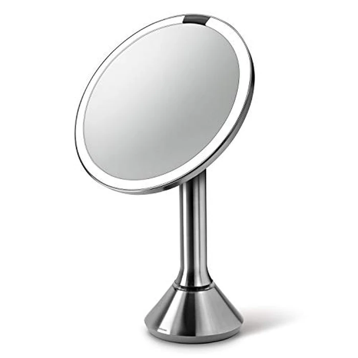 simplehuman 8" Round Sensor Makeup Mirror with Touch-Control Dual Light Settings, 5x Magnification, Rechargeable and Cordless, Brushed Stainless Steel, 8" by simplehuman - Image 3