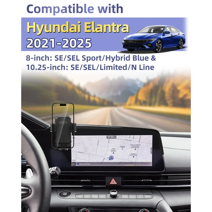PZK Car Phone Holder for Hyundai Elantra 2021-2025 SE/SEL/Sport/Limited/N Line Accessories 8-Inch/10.25-Inch Screen Auto Lock Car Phone Mount 360 degrees Rotation Phone Cradles Not Affect Air Vent by PZK - Image 2
