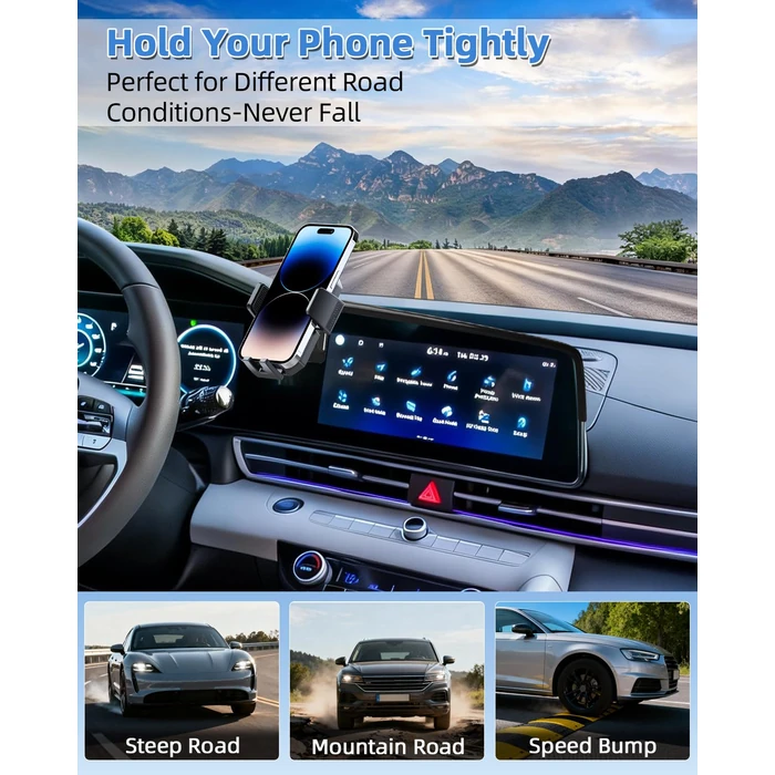 PZK Car Phone Holder for Hyundai Elantra 2021-2025 SE/SEL/Sport/Limited/N Line Accessories 8-Inch/10.25-Inch Screen Auto Lock Car Phone Mount 360 degrees Rotation Phone Cradles Not Affect Air Vent by PZK - Image 7