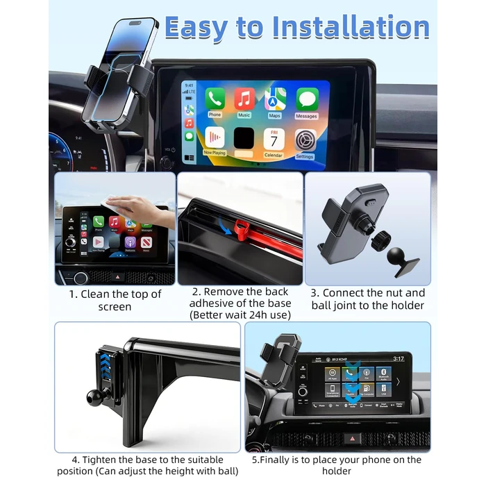 PZK Car Phone Holder for Hyundai Elantra 2021-2025 SE/SEL/Sport/Limited/N Line Accessories 8-Inch/10.25-Inch Screen Auto Lock Car Phone Mount 360 degrees Rotation Phone Cradles Not Affect Air Vent by PZK - Image 8