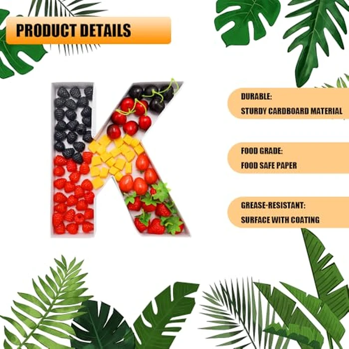 12" Cardboard Letter Shaped Tray Paper Mache Sweets Birthday Charcuterie (K) by Generic - Image 3