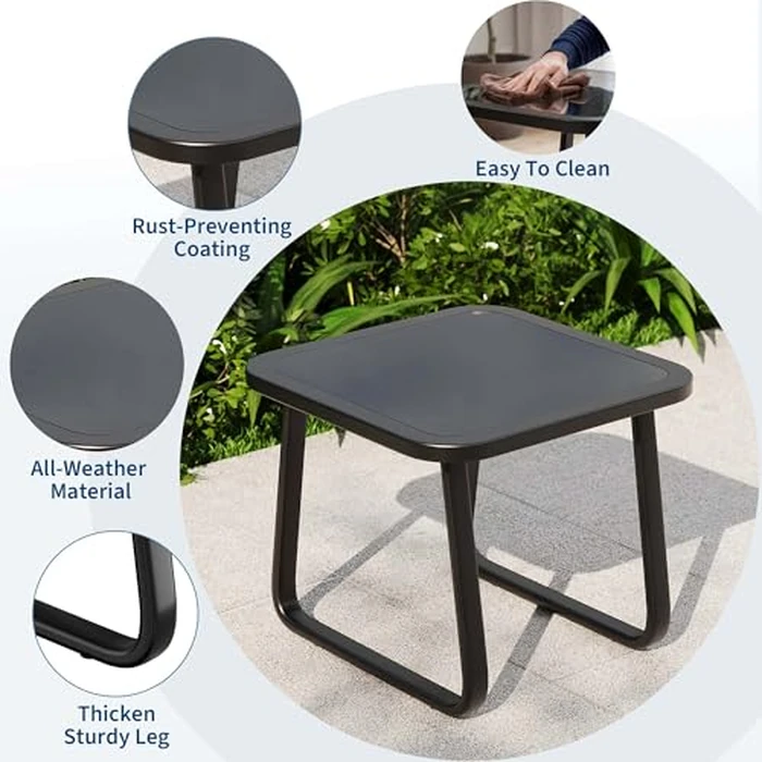 Garvee 3 Piece Outdoor Rocking Bistro Set, Textilene Fabric Small Patio Furniture Set with Iron Armrests and Coffee Table for Lawn, Porch, Balcony, Poolside by Garvee - Image 4