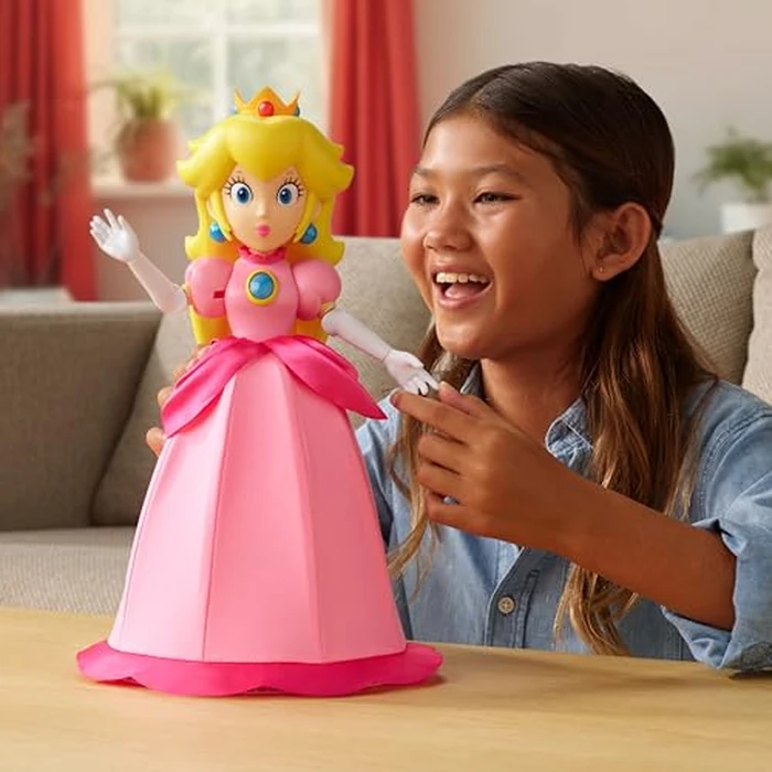 Super Mario Yours Truly, Princess Peach Collectible Action Figure Doll Stands Approximately 12 Inches TalI, with 6 Points of Articulation, 25+ Video Game Quotes, Sounds, and Music! by Super Mario - Image 2