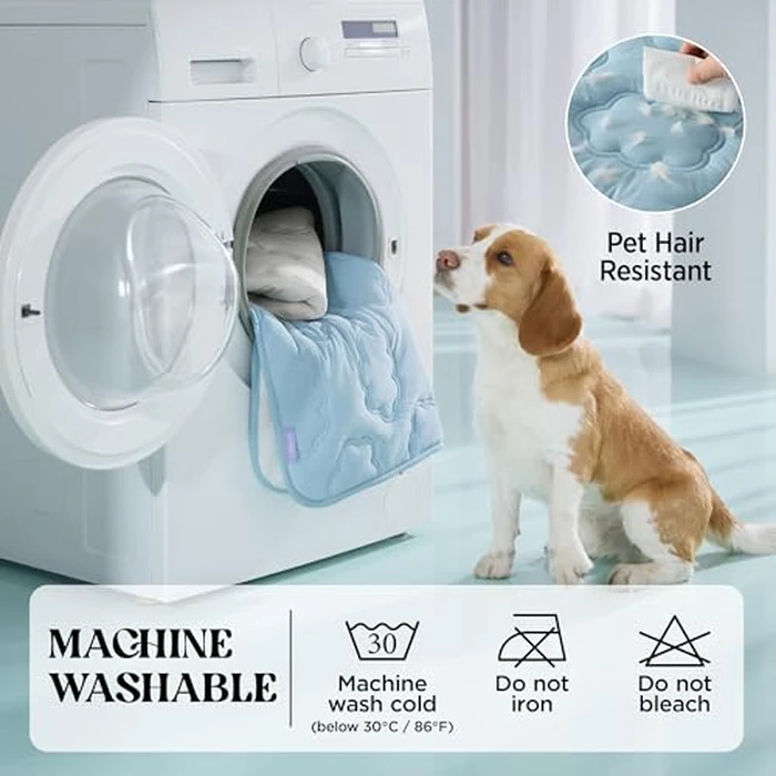 LE SURE Dog Cooling Mat for Extra Large Dogs -Q-Max>0.5 XL Breathable Thin Cool Crate Pad with Chill Cold Fiber and Innovative Mesh Base Design, Portable Washable Pet Kennel Mat for Summer,44x30,Blue by LE SURE - Image 8