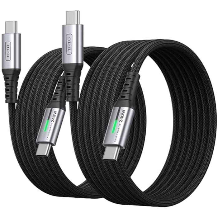 INIU USB C to USB C Cable, 240W [2-Pack 6.6ft] Fast Charging Cable, PD Type C Cable Fast Charge, Braided USBC Phone Charger Data Cord for iPhone 17 16 Pro Max, MacBook Pro iPad Air, Galaxy S25 S24 etc by INIU - Image 1