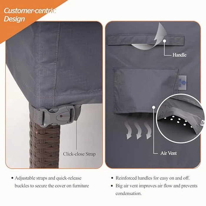 WJ-X3 Patio Chair Cover, Outdoor Lounge Cover, Heavy Duty, Waterproof Lawn Patio Chair Covers, 33W x 35D x 36H, Grey, 2-Pack by WJ-X3 - Image 6