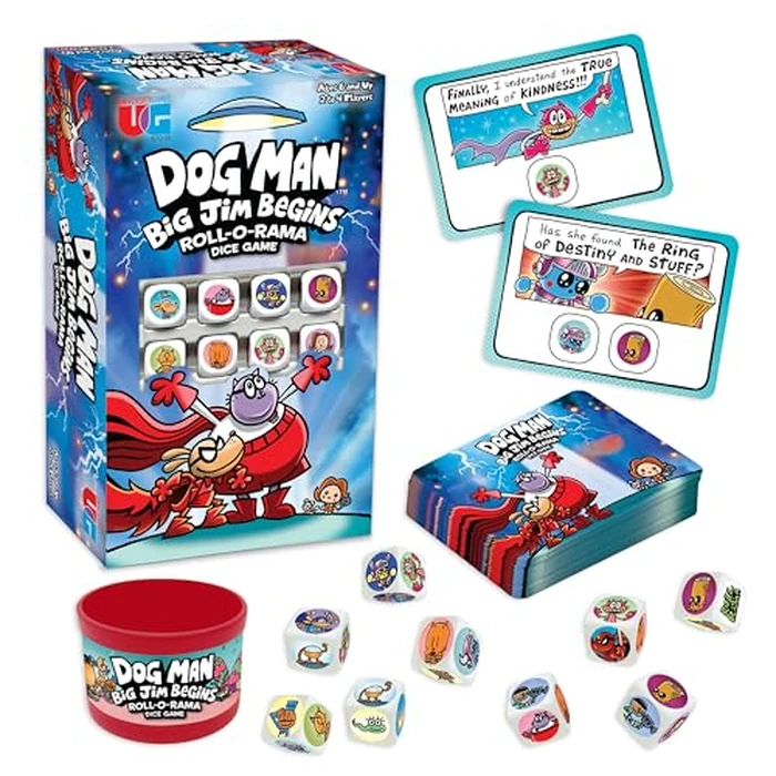 University Games, Dog Man Big Jim Begins Roll-o-Rama Dice Game for Kids Ages 6+, Family Dice Game Based on Dav Pilkey Dog Man Books by University Games - Used - Like New condition