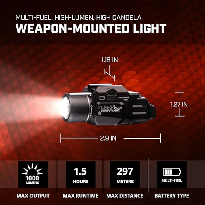 Streamlight 69458 TLR-7 HL-X USB 1000-Lumen 22000-Candela Rechargeable Rail Mounted Weapon Light with Interchangeable High & Low Switches and Key Kit, Black by Streamlight - Image 2