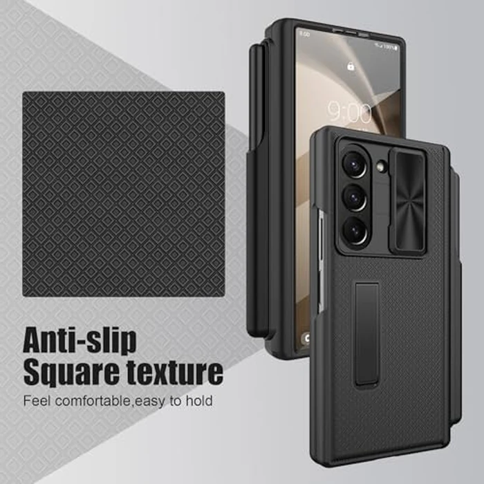 Giyer for Samsung Galaxy Z Fold 6 Case Built-in Screen Protector and S Pen, Heavy Duty Full Shockproof Hinge Protective Hard PC Stylish Texture Phone Cover for Samsung Z Fold 6 2025 (Black) by Giyer - Image 7