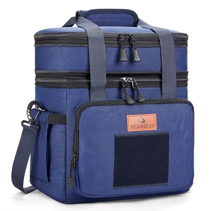 Tactical Lunch Box, Expandable Insulated Large Lunch Bag, Heavy Duty Waterproof Leakproof Cooler Bag for Adults/Men/Work Outdoor Picnic Day Trips, 20 Can/15 L, Blue, HSHRISH by HSHRISH - Image 1