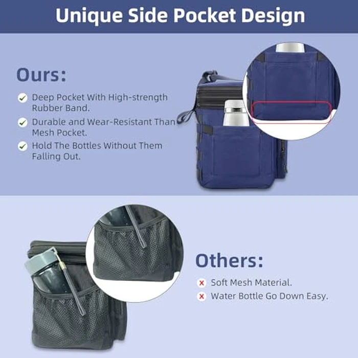 Tactical Lunch Box, Expandable Insulated Large Lunch Bag, Heavy Duty Waterproof Leakproof Cooler Bag for Adults/Men/Work Outdoor Picnic Day Trips, 20 Can/15 L, Blue, HSHRISH by HSHRISH - Image 4