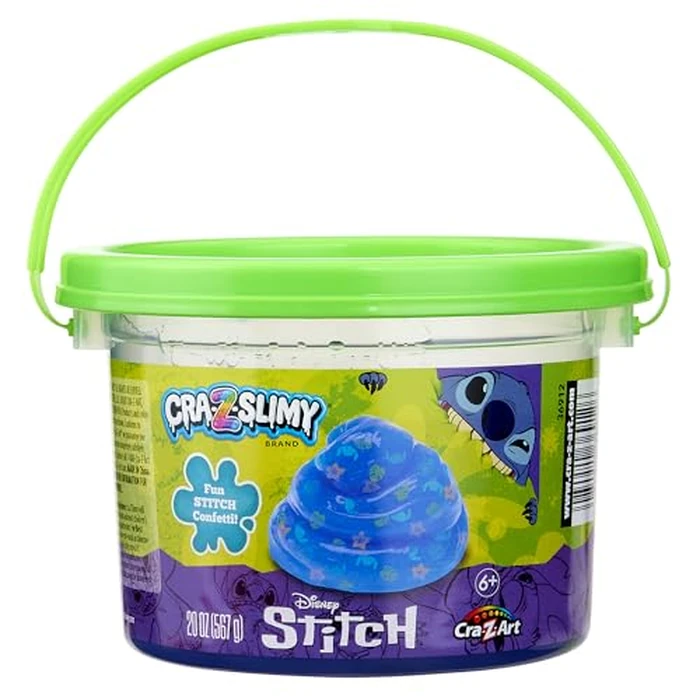Stitch CRA-Z-Slimy 20oz Pre-Made Slime Bucket, Vibrant Blue CRA-Z-Slimy Slime with Confetti Mix-Ins, Slime Toy for Ages 6 and Up by Cra-Z-Art - Used - Very Good condition