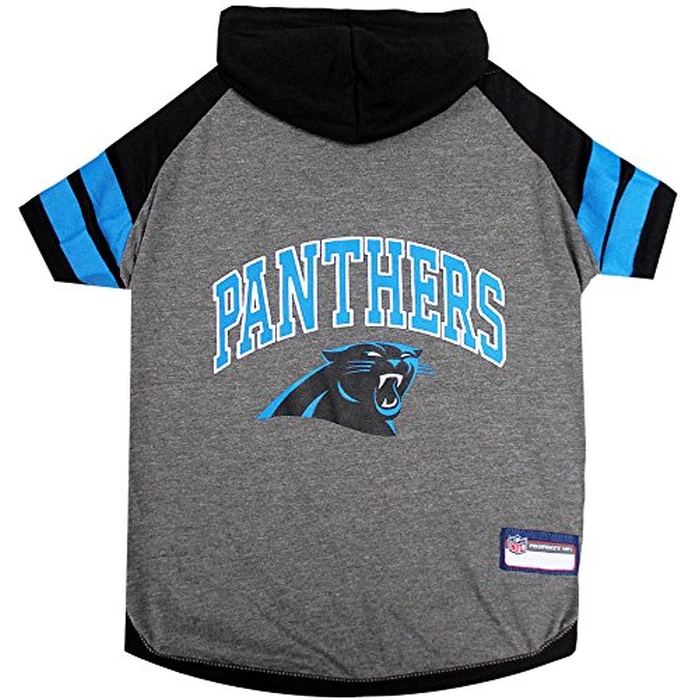 NFL Carolina Panthers Hoodie for Dogs & Cats. | NFL Football Licensed Dog Hoody Tee Shirt, Small| Sports Hoody T-Shirt for Pets | Licensed Sporty Dog Shirt. by Pets First - Used - Very Good condition