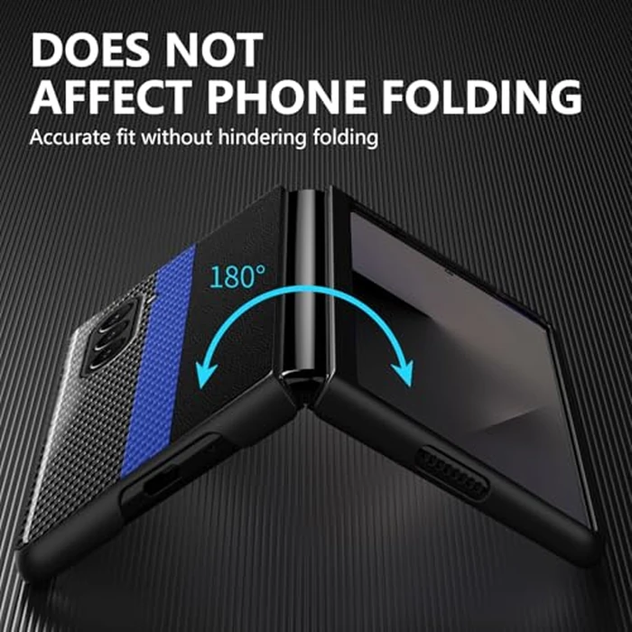 Phone Case for Samsung Galaxy Z Fold 7 Case, Silky Touch Back Carbon Fiber Leather Cover for Samsung Fold 7 5G, Ultra-Thin Shockproof Scratch-Resistant Protective Case for Samsung Z Fold 7 (Blue) by Fangroney - Image 3