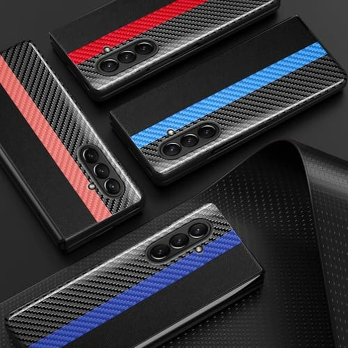 Phone Case for Samsung Galaxy Z Fold 7 Case, Silky Touch Back Carbon Fiber Leather Cover for Samsung Fold 7 5G, Ultra-Thin Shockproof Scratch-Resistant Protective Case for Samsung Z Fold 7 (Blue) by Fangroney - Image 5
