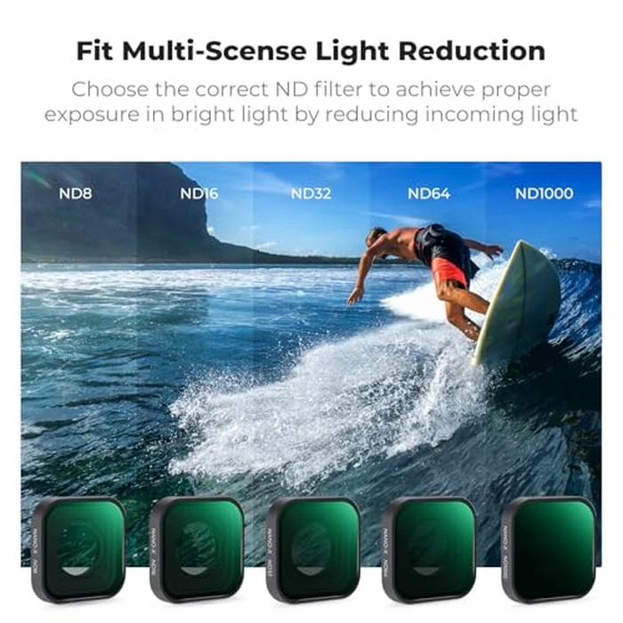 K&F CONCEPT ND CPL Filter Set Compatible with GoPro Hero 13 Black,6Pack ND8 ND16 ND32 ND64 ND1000 CPL Neutral Density Polarizer Lens Filter Kit for Go Pro Hero 12/11/10/9 Black,Plastic Frame by K&F CONCEPT - Image 4