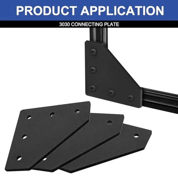 Seekliny 12pcs 3030 Aluminum Extrusion Joint Plate Connector Corner L Bracket 3030 V Slot Hardware T Slotted Accessories with T Nuts and Screws for Aluminum Profile 3D Printer Frame Part Black by SeekLiny - Image 2