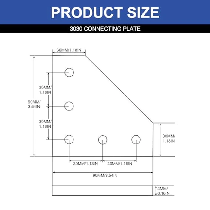 Seekliny 12pcs 3030 Aluminum Extrusion Joint Plate Connector Corner L Bracket 3030 V Slot Hardware T Slotted Accessories with T Nuts and Screws for Aluminum Profile 3D Printer Frame Part Black by SeekLiny - Image 4