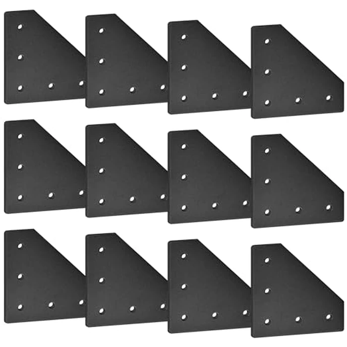 Seekliny 12pcs 3030 Aluminum Extrusion Joint Plate Connector Corner L Bracket 3030 V Slot Hardware T Slotted Accessories with T Nuts and Screws for Aluminum Profile 3D Printer Frame Part Black by SeekLiny - Image 5